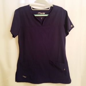 Grey's Anatomy Notch Neck Scrub Top Indigo S